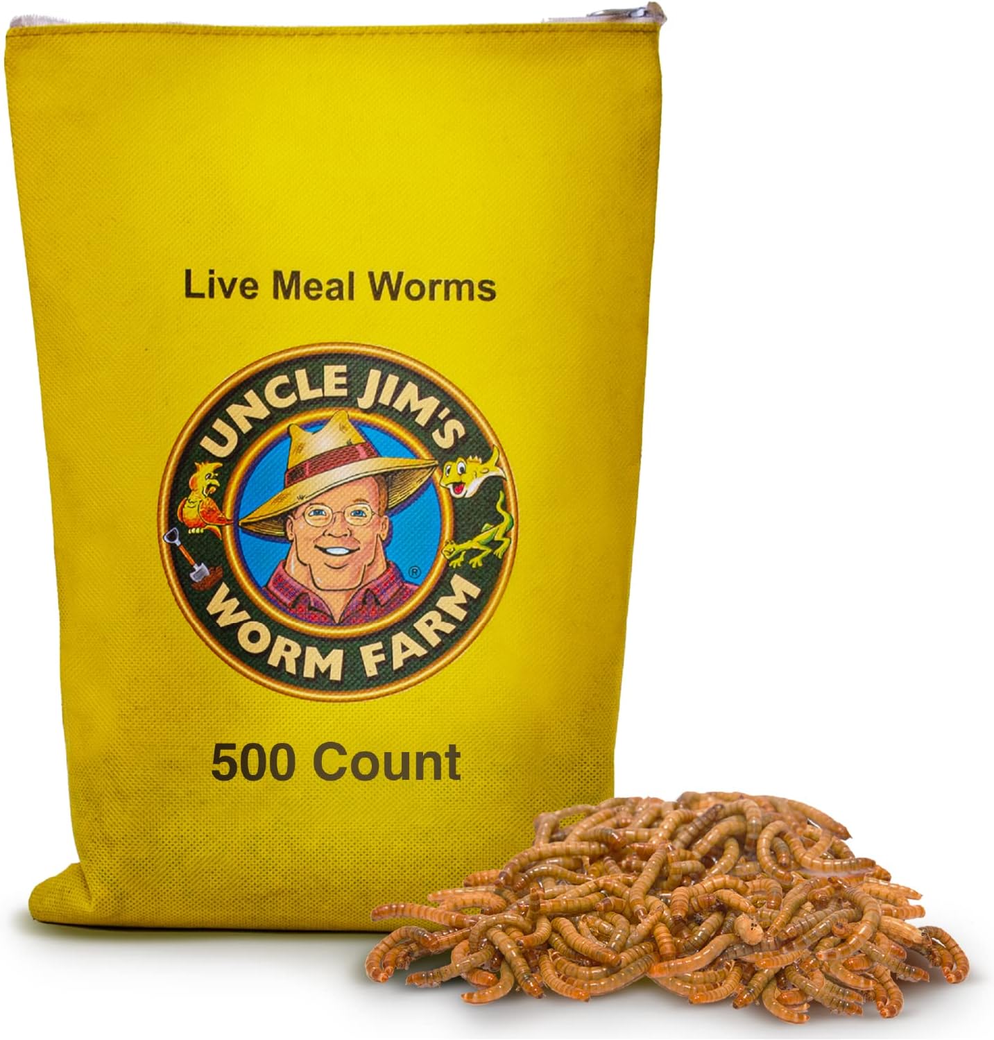 Backyard Birding & Wildlife - Uncle Jim's Worm Farm Live Mealworms for Reptiles and Chickens | Mealworms for Feeding Lizard, Gecko, Bearded Dragons, Chickens, Birds, and More | Suitable for Fishing Bait | 500 Count