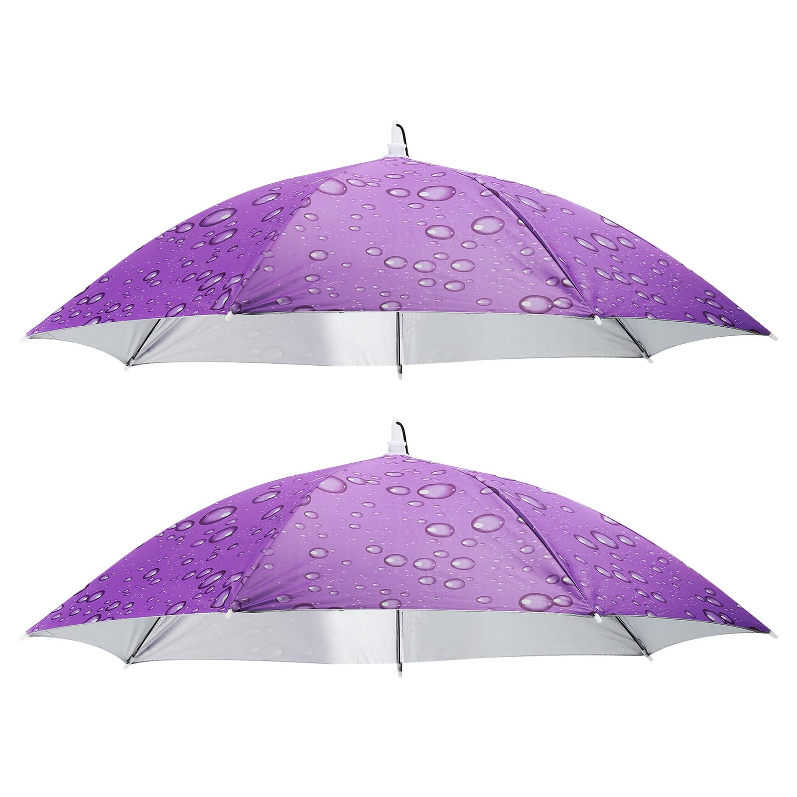 PATIKIL Umbrella Hat, 30 Inch Hands-Free Fishing Umbrella Hat Elastic Headband Folding Sun Rain Caps for Camping Gardening Hiking Farming Beach, Raindrop Purple