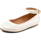 K KomForme Girl's Ballerina Flat Ankle Strap Dress Ballet Flat Shoes(Toddler/Little Kid/Big Kid)