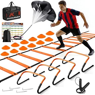 Kit D'agilité Spri - 6 Disques, 6 Haies, échelle 14' - Crossfit, Entraînement Maison