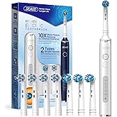 SEAGO Rotating Electric Toothbrush with 8 Round Brush Heads, with 5 Cleaning Modes, Sonic Technology Whitening Teeth in 14 Days, for Adult and Kids, SG-2603 (White)