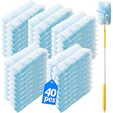 Senowi 40 Count 360&deg; Heavy Duty Duster Refills Compatible with Swiffer,Large Size-Extra Thick Disposable Electrostatic Duster Refill with 1 Retractable Handle(35-inch Length Fully expanded)