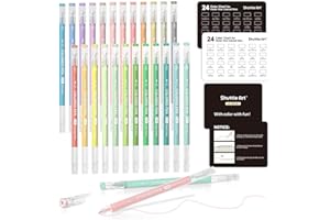 Shuttle Art Colored Pens, 24 Pastel Tone Colors Cute Journal Pens 0.6mm Fine Point Colored Gel Pens for Black Paper Adult Col