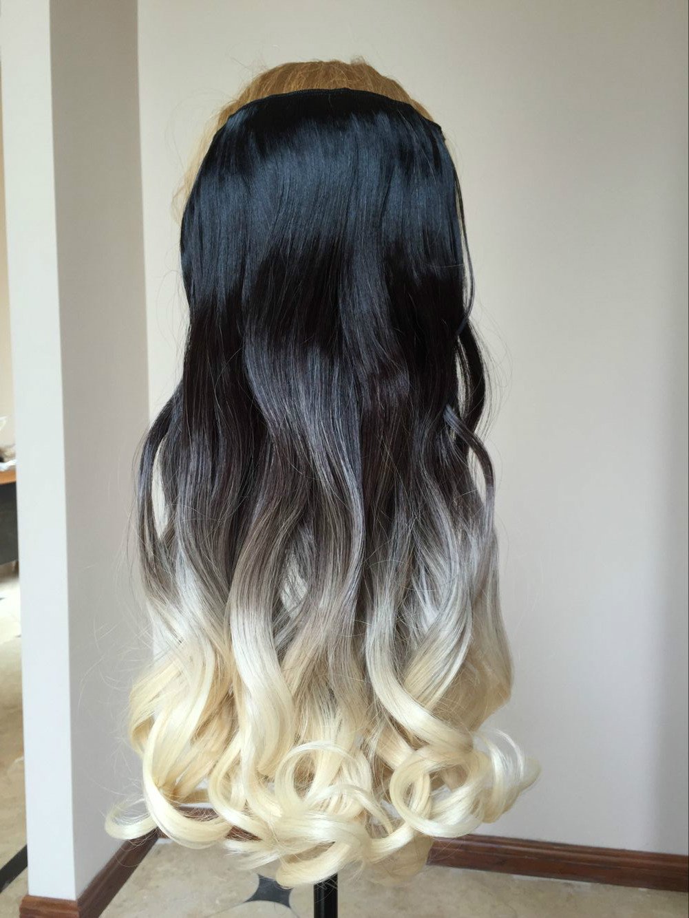 Amazon Com Long Ombre Thick One Piece Straight Wavy Curly Half