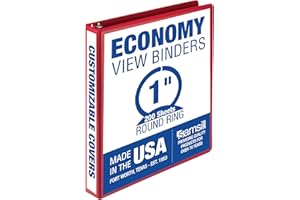 Samsill 1 Inch 3 Ring Binder, Made in USA, Economy Round Ring, Clear View Cover, 200 Sheet Capacity - for School, Home, Office - Red