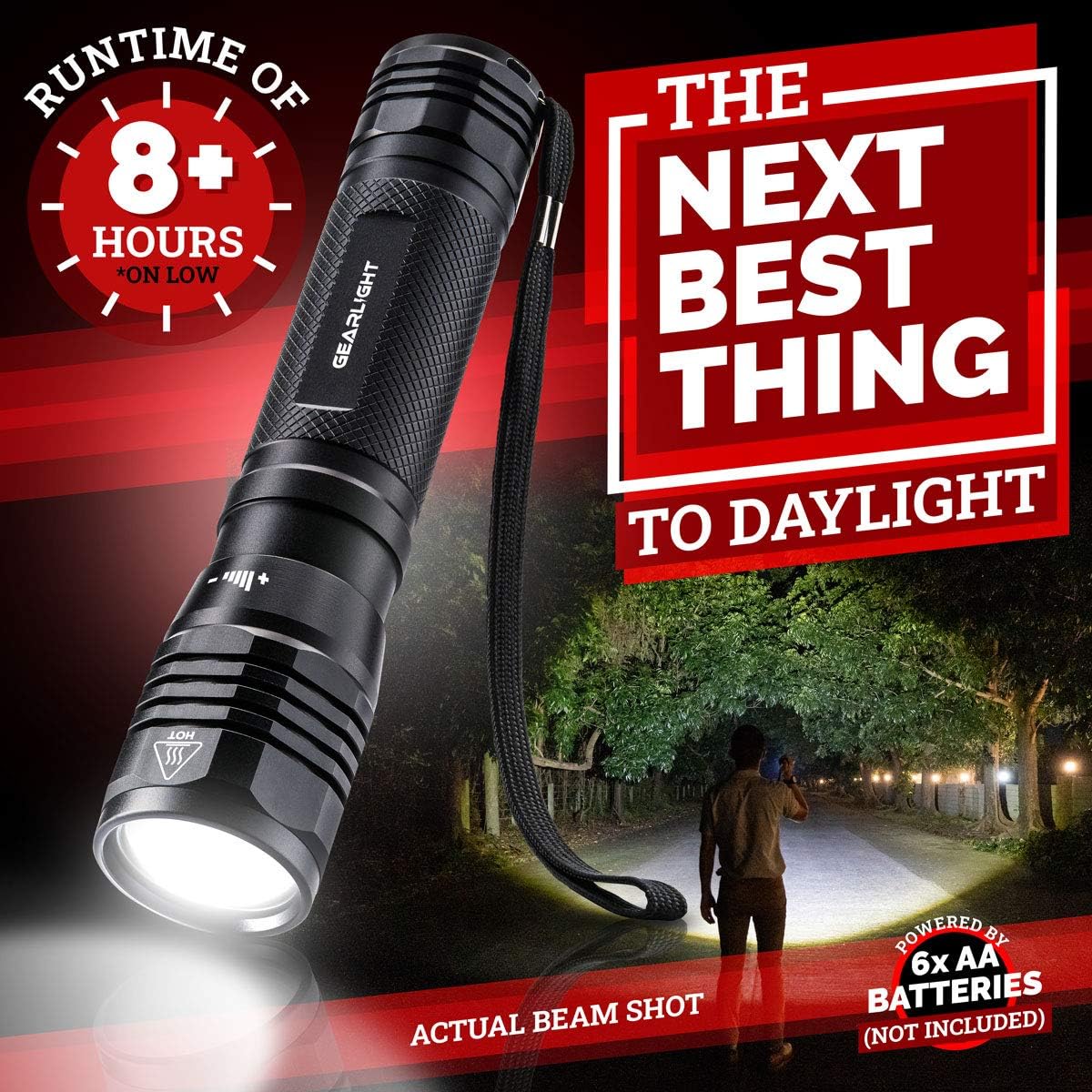 GearLight High Lumens LED Flashlight S2500 - Powerful Patented 1500 Lumen Flashlights, Brightest Tactical Flash Light, Super Bright Camping Accessories and Gear - - 