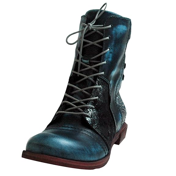 Simen Damen Schnür-Stiefeletten 9767, blau Metalic