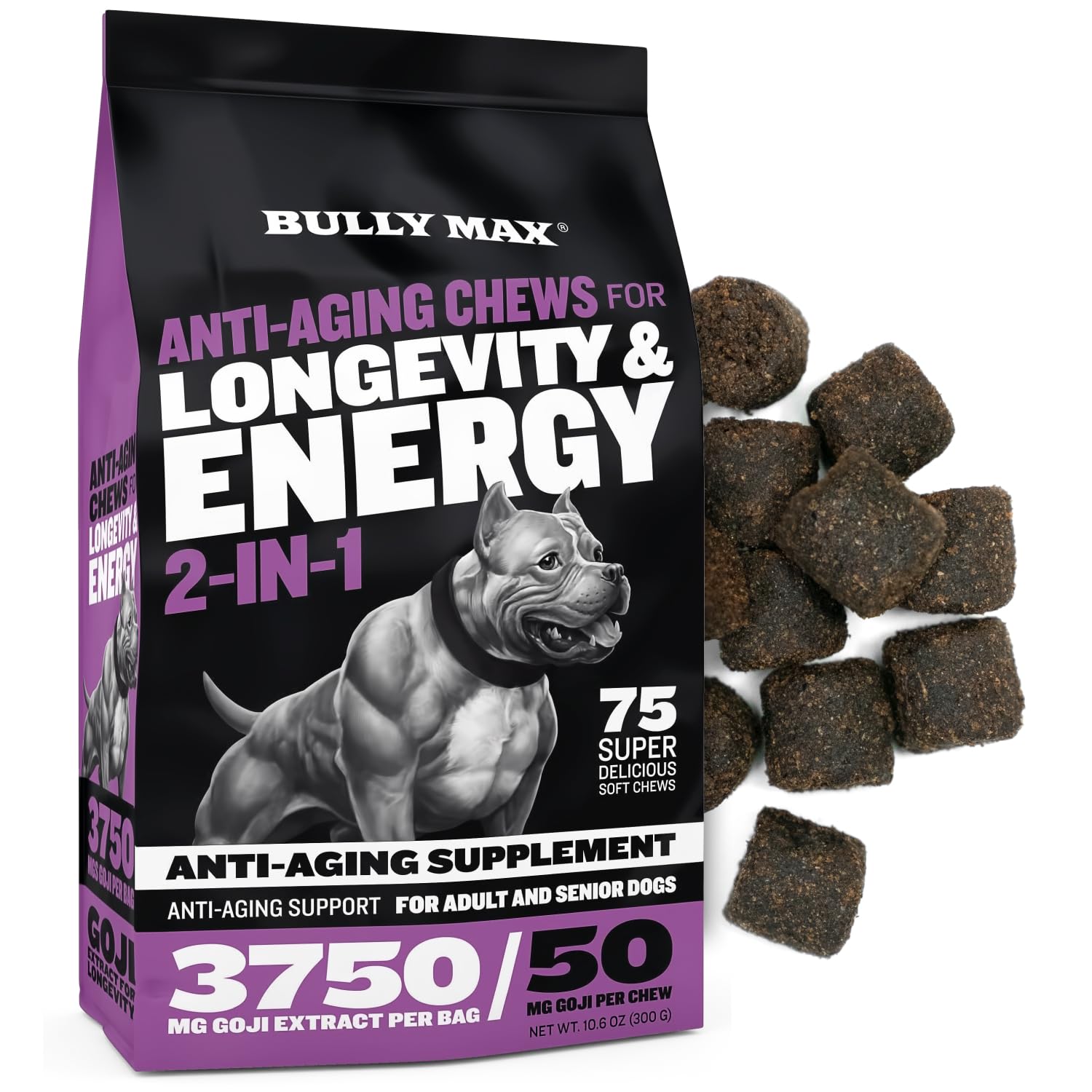 Bully Max 2-in-1 Anti-Aging Multivitamin Chews Senior Dog Food