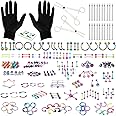 BodyJ4You 156PC Body Piercing Kit - 14G 16G 18G 20G - Belly Ring Nose Septum Tragus Ear Cartilage Industrial - Horseshoe Ring Hoop Barbell Stud Spike - Random Mix Jewelry