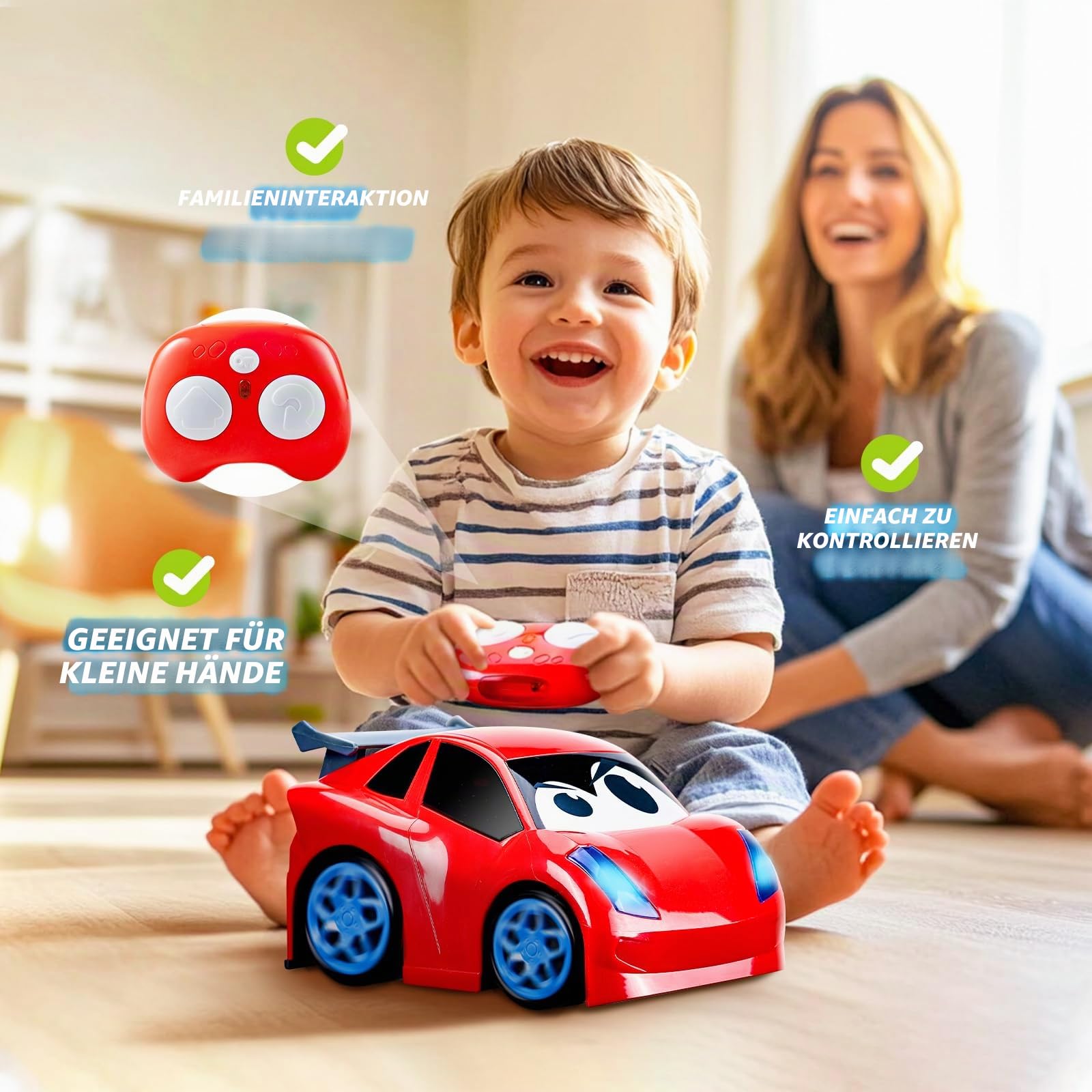 AEROQUEST Ferngesteuertes Auto ab 2 3 Jahre,Das erste RC Cartoon Auto mit Lichtern und Geräuschen Kleinkinder Spielzeug für Junge ab 2 3 Jahren Geburtstags Halloween Weihnachts Neujahr Geschenk 7
