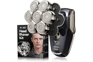 FISHCOVERS Head Shavers for Bald Men, 7D Magnetic Electric Shaver Razor Face Hair Trimmer for Men, LED Display Rechargeable Dry/Wet IPX7 Waterproof Detachable Grooming Kit Type-C Charge