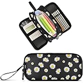 XUWU Daisy Large Capacity Pencil Case Pencil Pouch Office School Large Storage Pen Bag 3 Compartment pencil box for Adults School Teen Girl Boy Men Women