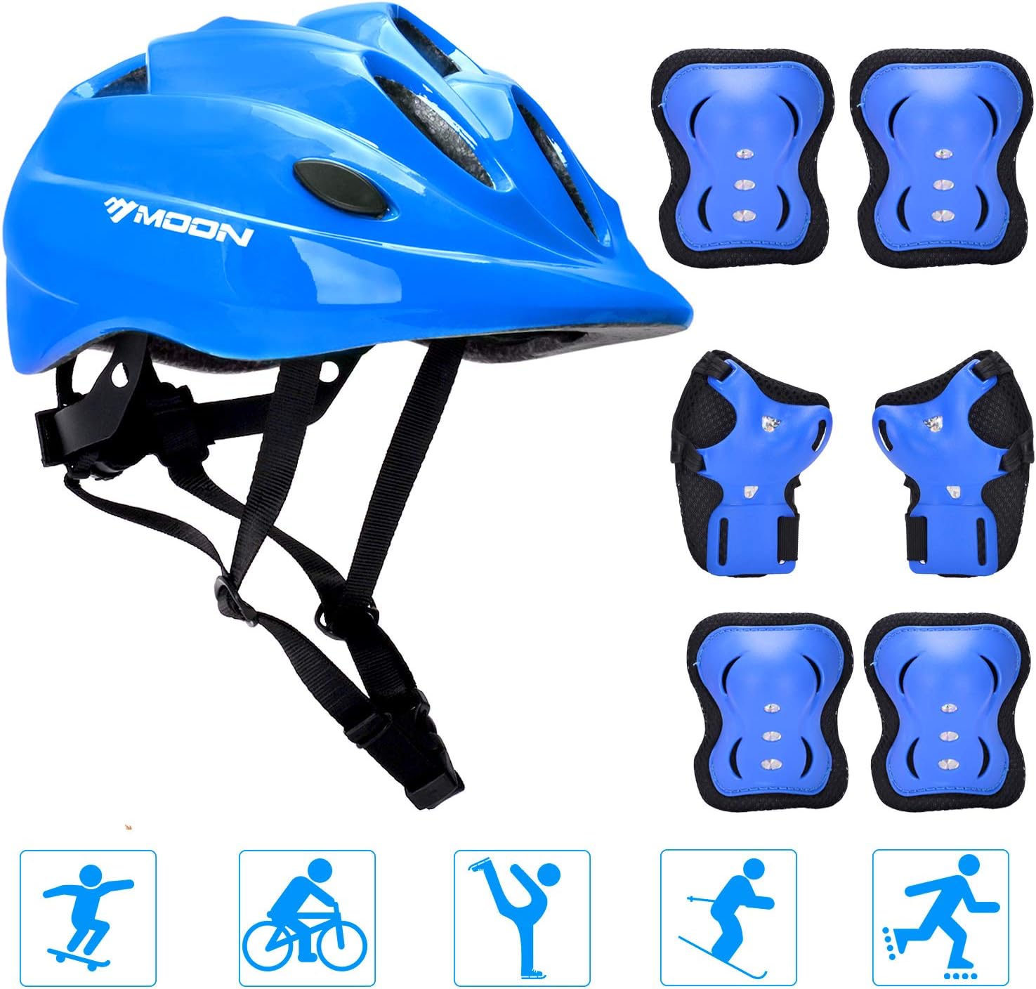 Adjustable Helmet Cycling Roller Skateboard Elbow Knee Pads Wrist Safety Protective Guard Gear Set for Children Aged 5-12 Years Old