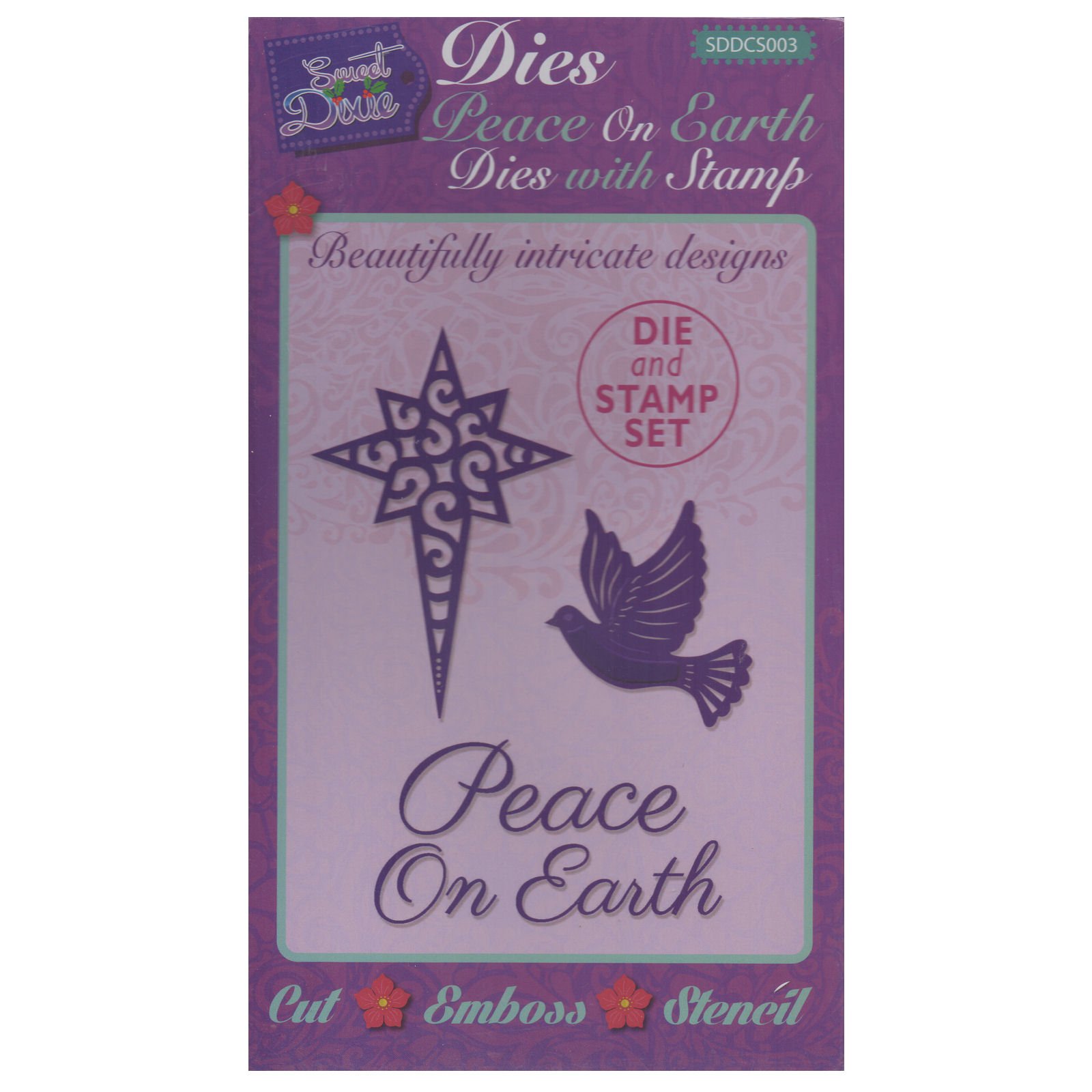 Sweet Dixie SDDCS003 Peace On Earth Die And Stamp Set, Grey, 29.4 x 15.8 x 0.9 cm