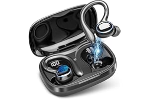 Catitru Wireless Earbuds Bluetooth Headphones Sport, 2024 Bluetooth Earbuds Stereo Ear Buds, Noise Cancelling Mic, IP7 Waterproof Headset for Workout/Running Black