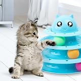 FurDreams Cat Roller Ball Toy Interactive Blue 3 Tier Puzzle Tower view 6