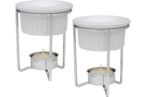 HIC Brands That Cook White Ceramic Butter Warmers with Tealight Stand, Set of 2