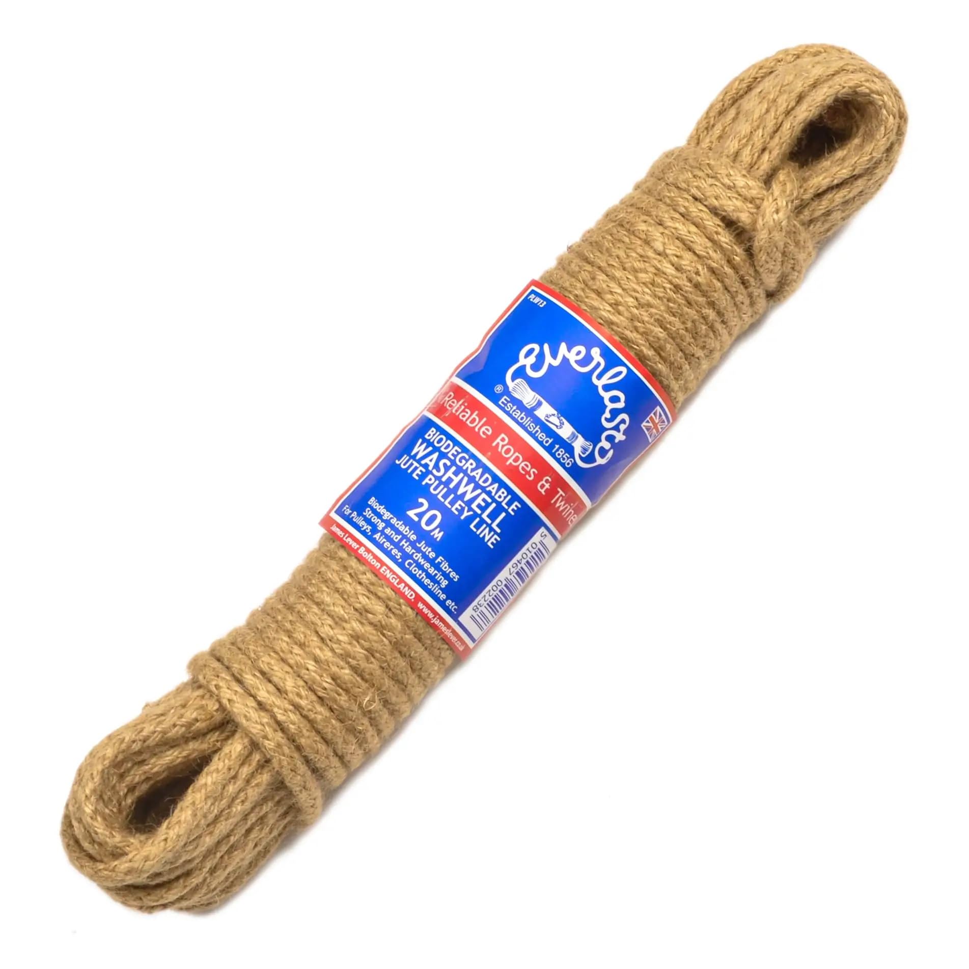 EVERLASTO 'Washwell' Natural Biodegradable Jute Clothes Line Washing Line Pulley Line 5mm x 20M