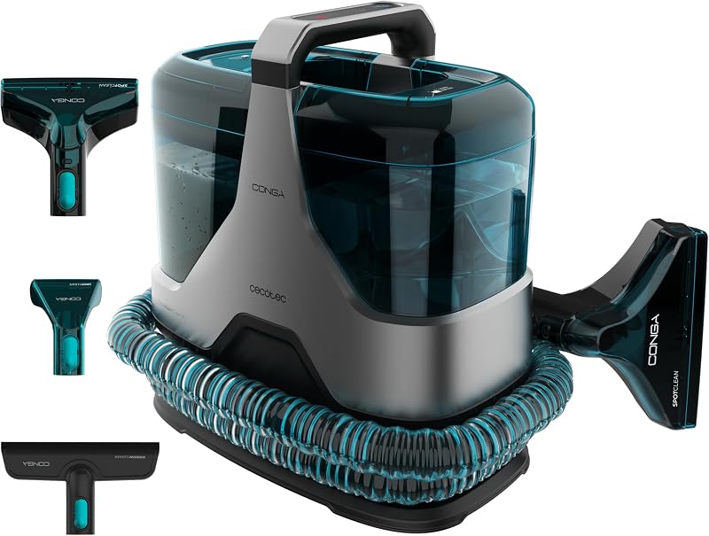 Polsterreiniger Conga 6000 Carpet&Spot Clean XXL Neo. 600 W Leistung, extrem starke 15 kPa Saugkraft, 1,3 L Frischwassertank, 7 m Aktionsradius, 3-in-1 Funktion, Fenster-Zubehör, 2 Düsen