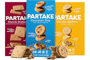 PARTAKE FOODS Gluten Free Partake Cookies & Cracker Variety Pack (Soft Baked Chocolate Chip, Classic Graham Cracker, Vanilla Wafer) - Vegan - Free From the Top 9 Allergens Including Dairy, Wheat, Soy, Eggs, & Peanuts - Non GMO - Safe School & Office Snack (3 Pack, 5.5oz Boxes)