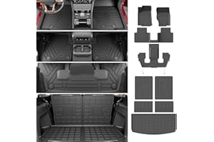 powoq 6 Seats Floor Mat Compatible with 2021-2025 Jeep Grand Cherokee L Cargo Mat Backrest Trunk Cargo Liner TPE Floor Liner Replacement for 2021-2025 Jeep Grand Cherokee L Accessories
