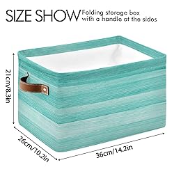 Teal Turquoise Green Wood Storage Basket Teal