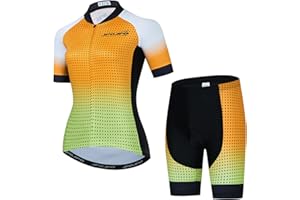 HIMYBB Women's Cycling Jersey Set Bike Shirt Reflective+5D Padded Shorts S-3XL