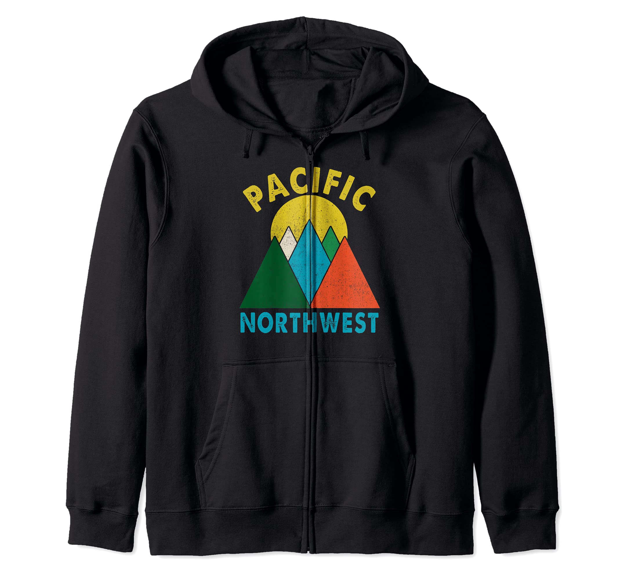 Pacific Northwest Vintage Mountains Hiking Camping Zip Hoodie