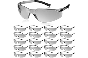 Queekay 20 Pcs Safety Glasses UV Scratch Resistant Eyewear Polycarbonate Goggles Clear Protective Eyewear for Lab Science (Gray)