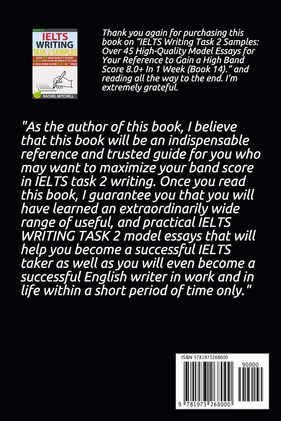 Ielts Writing Task 2 Samples Over 45 High Quality Model Essays For Your Reference To Gain A High Band Score 8 0 In 1 Week Book 14 Mitchell Rachel 9781973268000 Books Amazon Ca