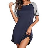 Ekouaer Sleep Shirts for Women Short Sleeve Night Shirts for Sleeping Pullover Nightgown Soft Nightdress S-XXXL