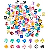 SUPERFINDINGS 14Colors 56Pcs Dice Charms Resin Cube Dice Colorful With Holes Eyelets Dice Pendant Jewelry Bracelet Necklace Earrings Charms for Making Jewelry Keychain 3D Dice Decoration