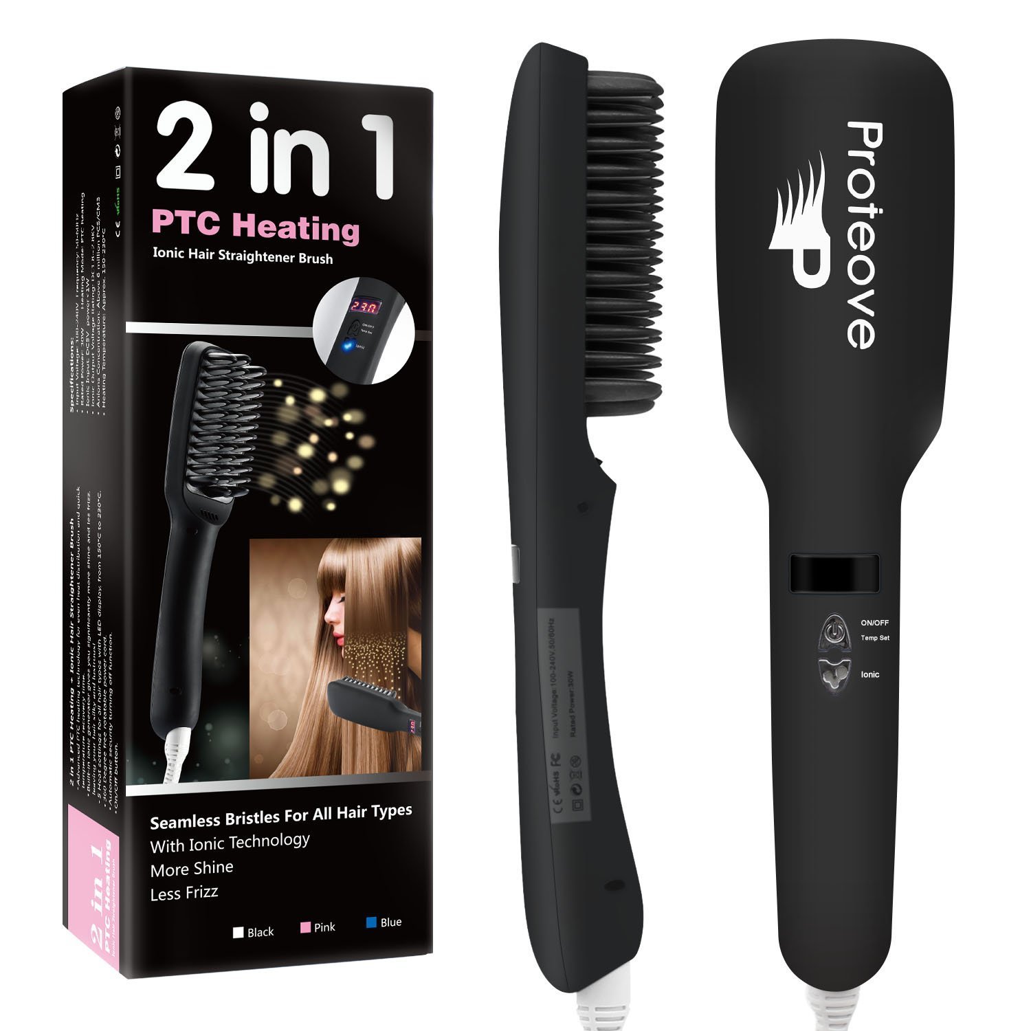 Buy Proteove Hair Straightener Brush 2 0 Anion Instant Magic