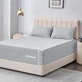 Aisbo King Size Fitted Sheet Grey Extra Deep Pocket 16inch Microfiber view 1