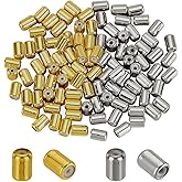 PH PandaHall 100pcs Brass Stopper Beads, 8x5mm Small Colunm Positioning Spacer Beads Adjustable Slider Bead Rubber Bead for DIY Bracelet Necklace Jewelry Making Accessories, 2 Colors