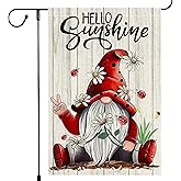 Welcome Sunshine Garden Flag Summer Gnome Garden Flags 12x18 Inch Double Sided Burlap Colorful Floral Small Decor Home Yard Lawn Holiday Outdoor Flags Decorations