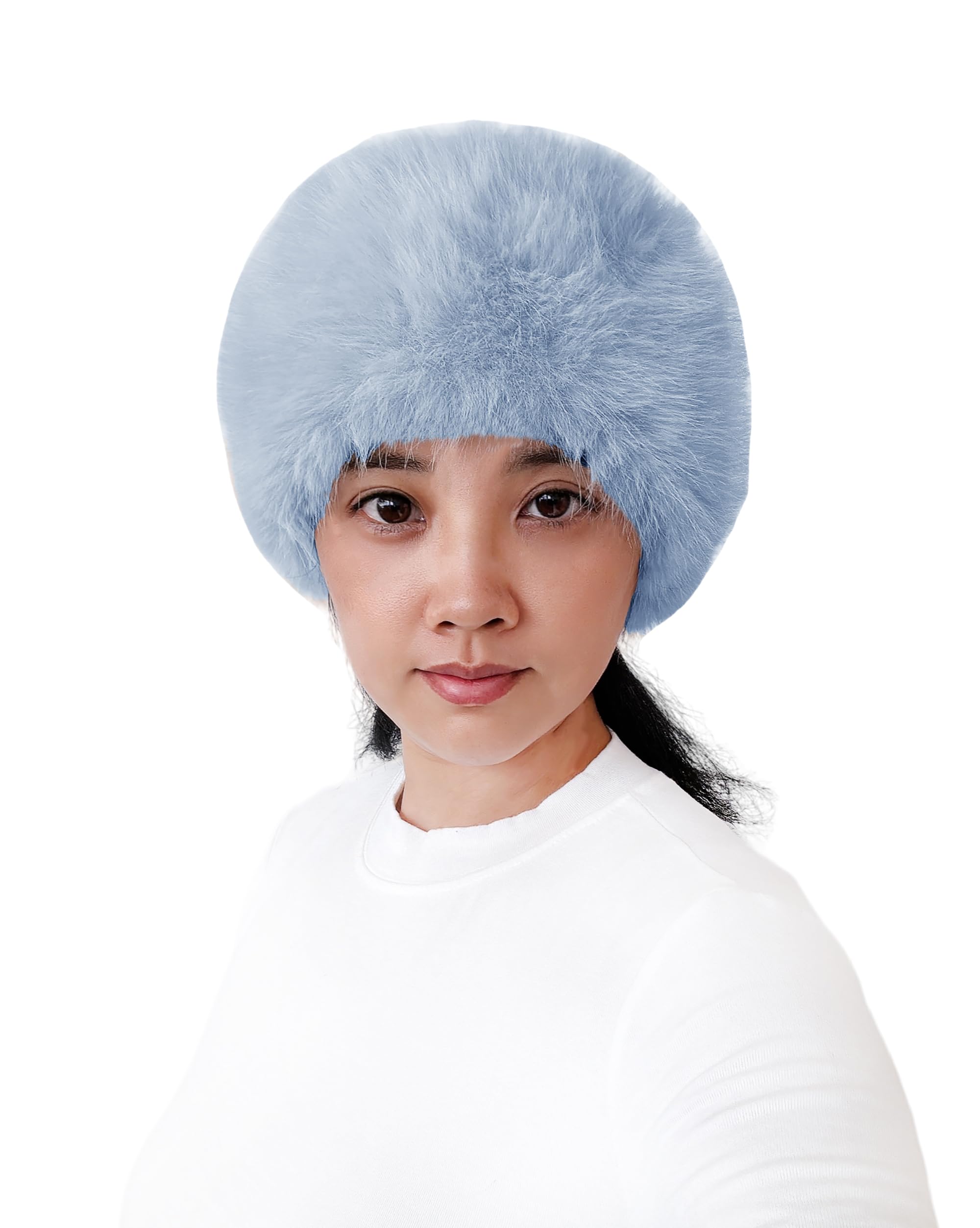 Lina & Lily Women's Winter Headband Head Ear Warmer Long Pile Faux Fur (Sky Blue) — image 1