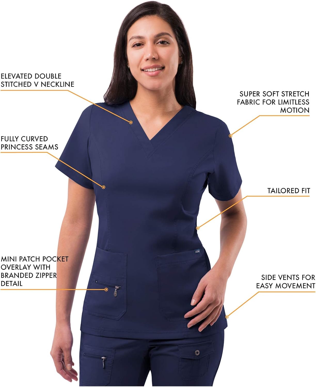 Adar Pro Breakthrough Plus Scrub Set for Women - Enhanced V-Neck Top & Multi Pocket Pants: Clothing