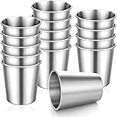 15 Pack Stainless Steel Cups, Metal Drinking Glasses, Unbreakable and Stackable, Reusable Silver Camping Mugs, Drinking Cups for Adults or Kids, for Home Camping RV BBQ Office Party(8 fl oz/ 240 ml)
