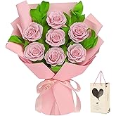Cooeach Preserved Flowers Bouquet Flowers for Delivery Forever Real Roses, Long-Lasting | Birthday Gifts for Women, Mom, Wife, Friend | Ideal for Anniversary, Mother’s Day, Graduation (7 Pink Roses)