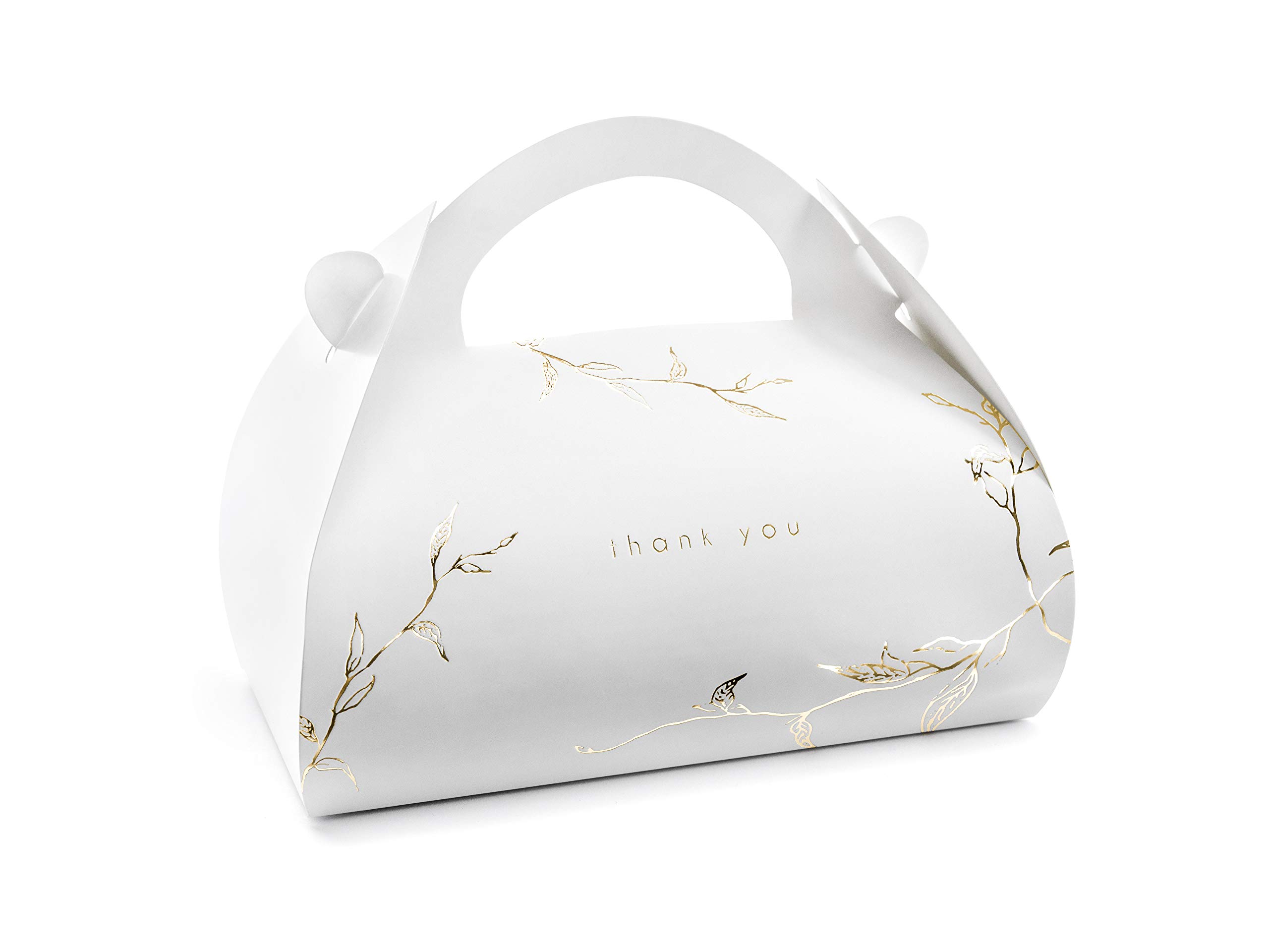 wYw 10 x Decorative Wedding Cake Boxes for Guests - Golden Branches - Wedding Party Favours