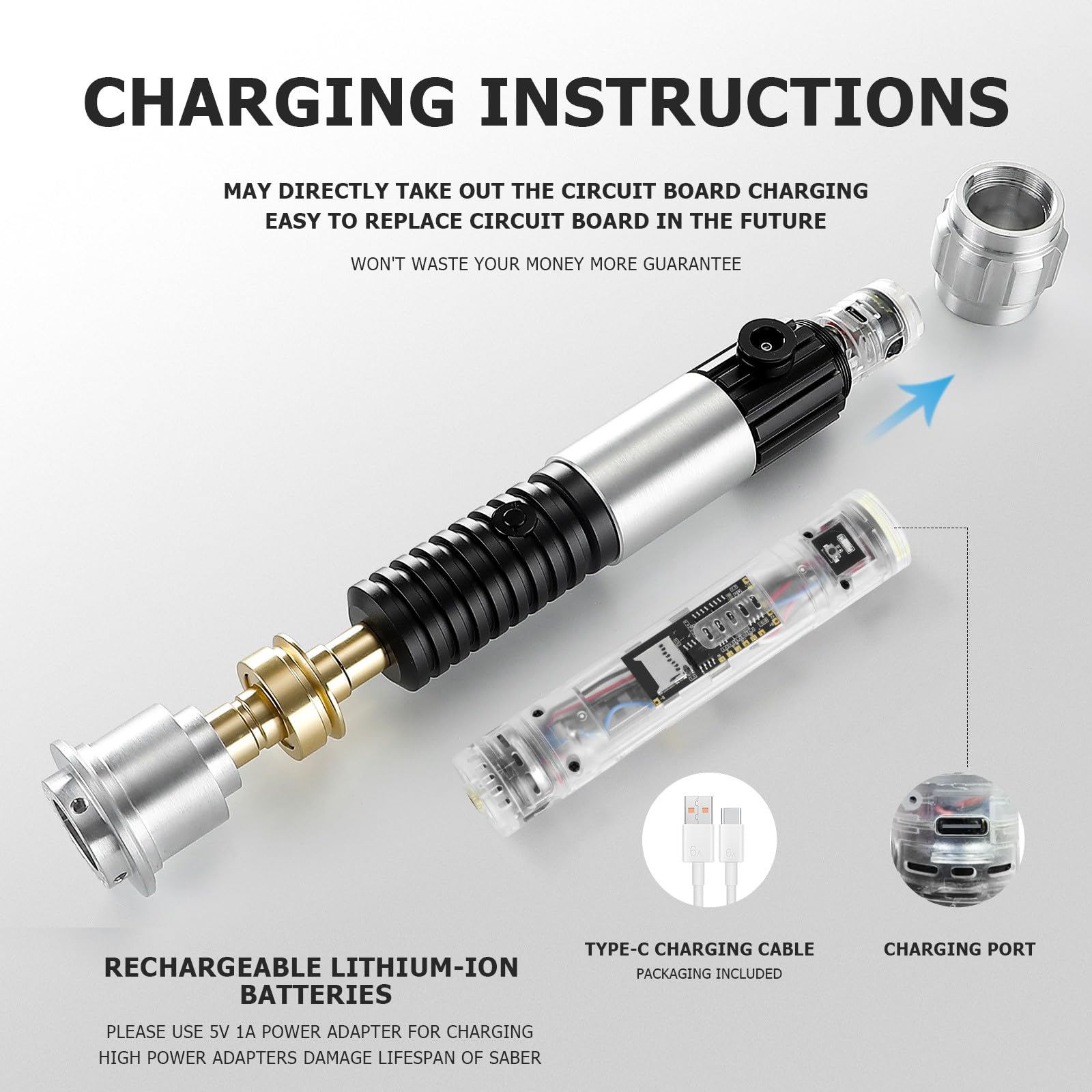 Upgrade App Control Metal Dueling Obw Lightsaber, Smooth Swing 16 Sound Effects 3 Light Effects, 16 Colors and Infinite Change Light Saber for Adults Kids (RGB-OBW)