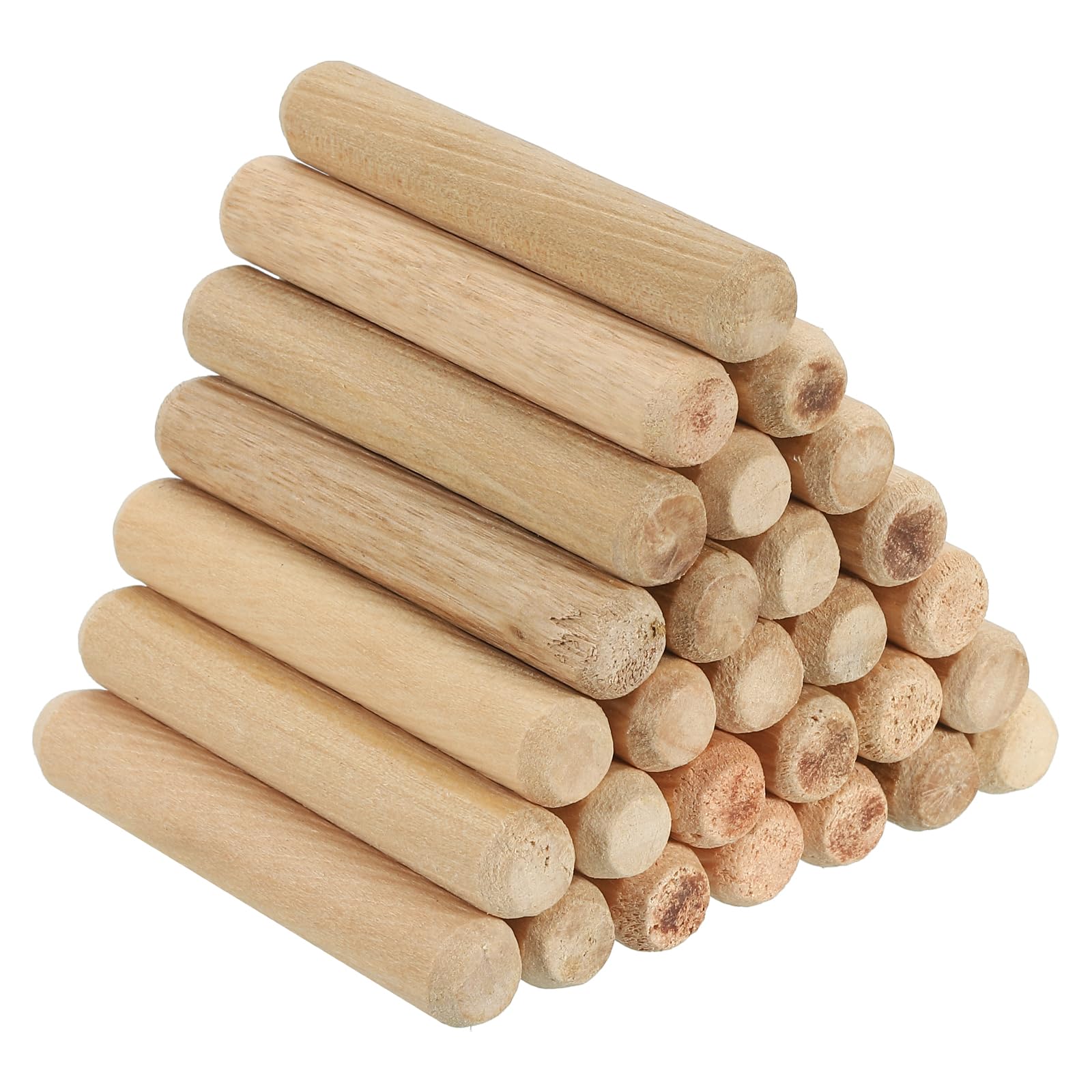PATIKIL 3/8" x 2-3/8"(10 x 60mm) Wood Dowel Pins, 60 Pack Fluted Wooden Dowel Pin Beveled Groove Rods for Furniture Door Art Crafts Projects