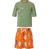 Saint Eve Kids 2 Piece Swim Short & Trunks Set with UPF 50+ Protection - Boys Rash Guard Bathing Swimsuit Top & Shorts Sets