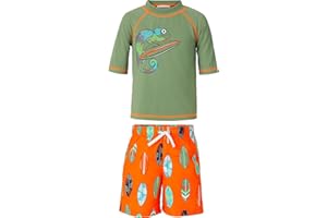 Saint Eve Toddler and Kids 2-Piece Swim Shirt and Trunks Swimsuit - Boys Rash Guard Bathing Suit with UPF 50+ Sun Protection