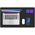 K KNODEL Desk Mat, Blotter, Dual-Sided Office Desk Pad, Waterproof Desk Mat for Desktop, Desk Blotters, PVC Leather Pad Protector (Black, 23.6" x 13.8")