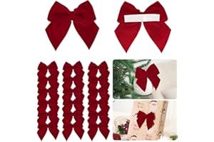LiBongTa 3.5" Red Bows Small Velvet Ribbon Bow for Decoration, Self Adhesive Gift Bows, Rustic Bows for Christmas Tree, Treat Bags, Candy Pop, Basket, Party Favor, Craft Bow for Gift Wrapping-24 PCs