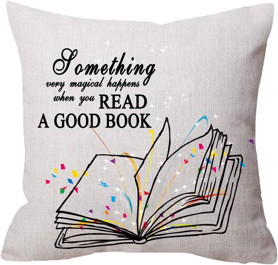 Nice Gift With Read A Good Book Words Beige Throw pillow case Cushion cover pillowcase for Sofa home decorative Square 18"X 18"