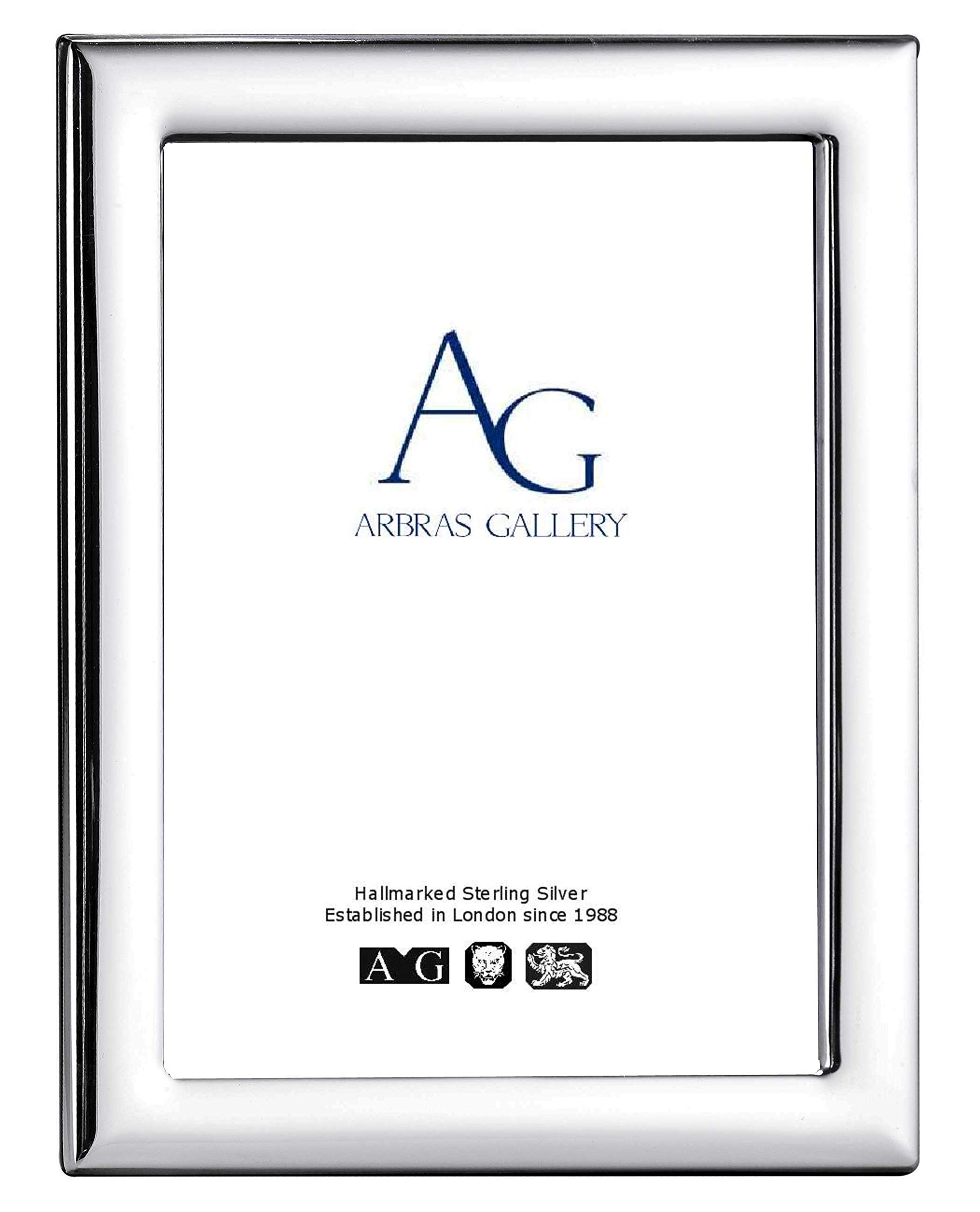 Arbras Gallery Sterling Silver Plain Frame for photograph 8"x6" with Wood Back, can stand in portrait or landscape