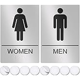 ASSURED SIGNS Bathroom Signs, Restroom Sign For Business - For Men and Women - 9" by 6" - ADA Compliant with Braille - Strong